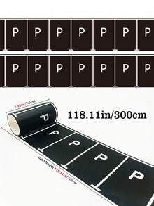 3m/5m Cartoon P Parking Lot & Road Track Tape, DIY Traffic Railway Highway, Car/Train Bend Use Self-Adhesive Vinyl Sticker Decal,For School Supplies,Back To School - Black and White - View 6