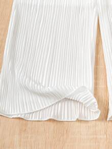 Girls' Silk-Like Creased Spaghetti Strap Jumpsuit With Ruffle Hem For Summer Holiday - White - View 4