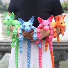 1 件 50 厘米/19.69 英寸 3D 打印巨型狮身人面像猫雕像，无毛猫家居装饰，逼真的仿真眼睛，全身可活动关节，彩虹系列猫装饰，节日装饰礼物，圣诞节，万圣节装饰，猫爱好者的完美礼物 - 彩色 - 查看 2