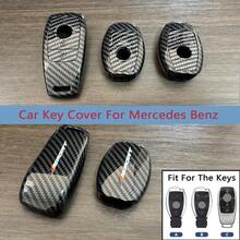 ABS Carbon Fiber Style Car Key Fob Cover For Mercedes Benz A B C E S Class W204 W205 W212 GLC CLA GLE GLK AMG Key Shell Case - Carbon Fiber Color - View 8