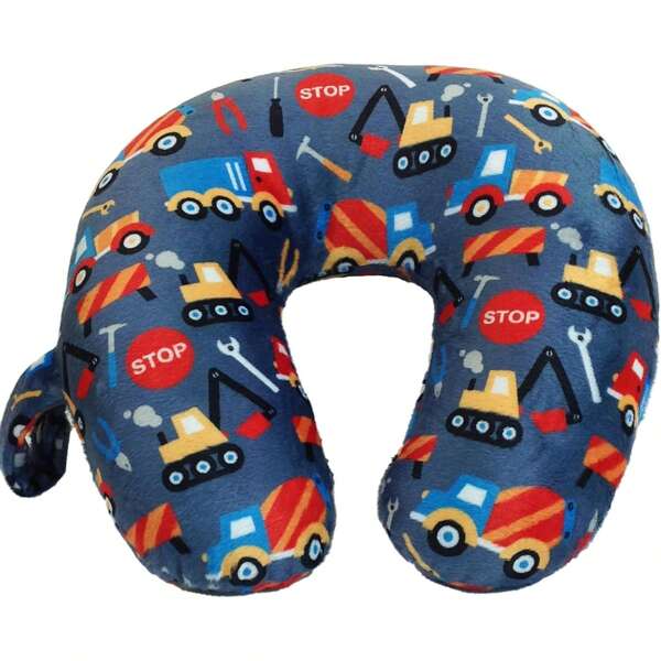 Ki Cozy Soft Microfiber Neck Pillow, Compact, Perfect For Plane Or Car Travel, Construction Zone