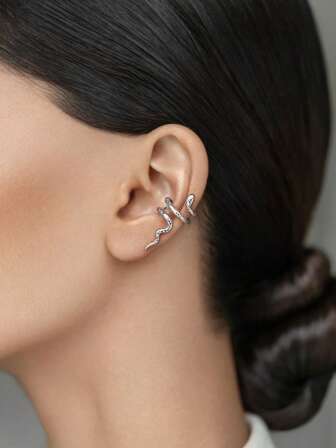1pc Punk Vintage Snake-Shaped 925 Sterling Silver Ear Clips - Perfect For Men & Women Daily Wear & Parties | Ideal Birthday, Easter, Halloween & Thanksgiving Gift For Sisters, Friends & Family