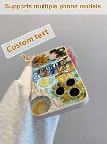 1 pieza Funda de teléfono personalizable de TPU blanco con texto/letra/gráfico personalizado, anti-caída