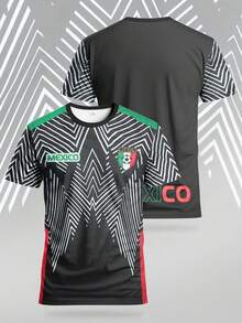 Maglia da calcio della nazionale messicana, edizione speciale, e t-shirt casual sportiva da uomo, comoda e adatta per partite, allenamenti, uso quotidiano e come regalo per le vacanze - nero - Visualizzare 1