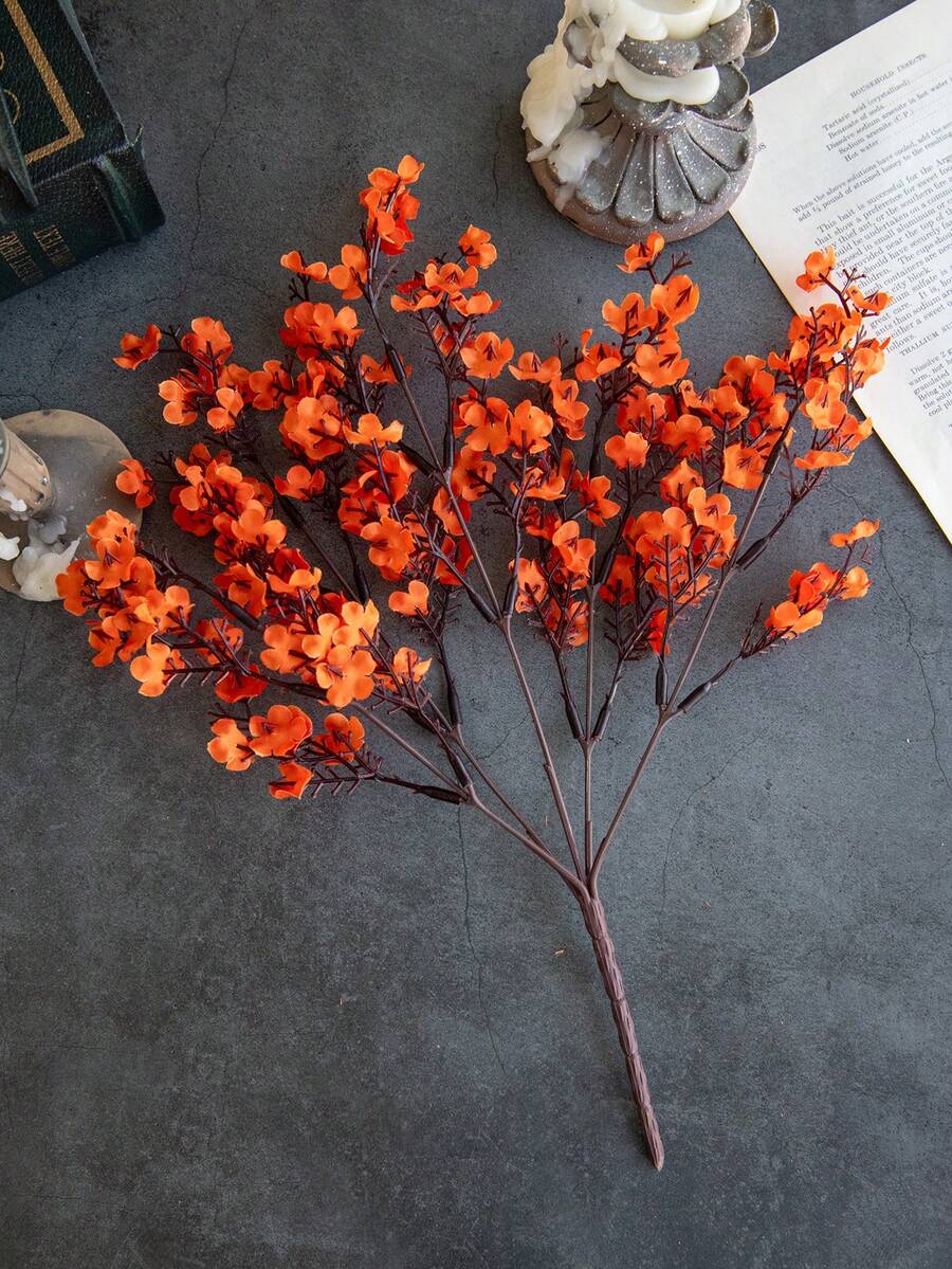 1/3/6PCS Artificial Flowers, Babysbreath Bouquets, Weddings, Home Decor, Dining Rooms, Bedrooms, Vases, Decorations, Outdoor Gardens, Flower Baskets, Valentine's Day Gift Decorations, Parties And Gatherings, DIY Wreaths, Handmade Materials - Burnt Orange - View 1
