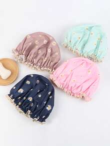 1 件加厚双层防水浴帽，适用于家庭浴室、淋浴、烹饪、头发遮盖 - 彩色 - 查看 3