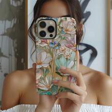 Romantic Floral Aesthetic Stained Glass Phone Case For IPhone 16 IPhone 16/15 IPhone 14 IPhone 13 Pro Max, Wildflower Phone Case - trắng - Xem 7