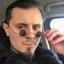 1 Piece Rock Punk Men's Fashion Glasses Classic Small Round Frame Wide Bridge Metal Frame Black Lens Glasses - Black - View 2