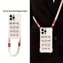 Funda para teléfono 1 pieza Una elegante correa para el hombro tipo bandolera, patrón Correa para el hombro tipo bandolera Correa de mano anticaída de cuatro esquinas Funda protectora para teléfono móvil Puede colgarse hacia atrás Funda para teléfono móvil suave adecuada para la serie 12 13 14 15 16 Pro Pro Plus - - Colores mixtos 1 - Ver 3