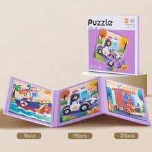 Đồ chơi xếp hình gấp gọn 3 trong 1 cho trẻ em, Sách xếp hình gấp gọn có họa tiết động vật và giao thông, Đồ chơi xếp hình rèn luyện kỹ năng nhận thức và tư duy, Thích hợp cho bé trai bé gái Quà tặng sinh nhật Giáng sinh Ngày thiếu nhi - Nhiều màu - Xem 12