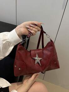 全新朋克风骑行包 Y2K Hottie 斜挎包 金属五角星单肩包