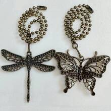1 Set Ceiling Fan Pull Chain Ornaments Extension,12 Inches Lighting And Fan Beaded Ball Fan Pull Chain Extender With Connector, Dragonfly And Butterfly Ceiling Fan Pull Chain - Bronze - View 4
