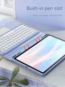 Estuche protector personalizado con teclado táctil compatible con iPad de 10.ª generación, iPad Air de 11 pulgadas (M2)-2024/iPad de 10.2 pulgadas, estuche con teclado compatible con Samsung Galaxy Tab S7/S8 de 11 pulgadas, teclado desmontable con panel táctil, equipado con soporte de visualización múltiple, ranura para lápiz incorporada en el estuche protector, el teclado admite uso dividido - Multicolor - Ver 7