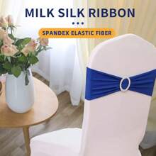 10/50/100pcs Elastic Chair Belts, Bow Elastic Chair Belts, Buckle Free Belts For Wedding Decoration, Banquet Decoration