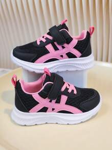 1 双儿童春秋时尚舒适简约网眼透气 EVA 高弹力减震休闲跑步运动鞋，适合男孩和女孩 - 粉色 - 查看 6