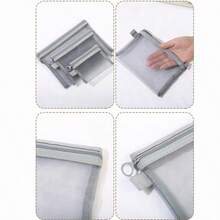 1/3 件透明网眼化妆包，拉链设计 - 透明透视，轻巧，多功能收纳袋，可收纳化妆品、数据线、钥匙、梳子、口红、大容量零钱包、化妆配件 | 收纳必需品，方便携带 - 彩色 - 查看 8