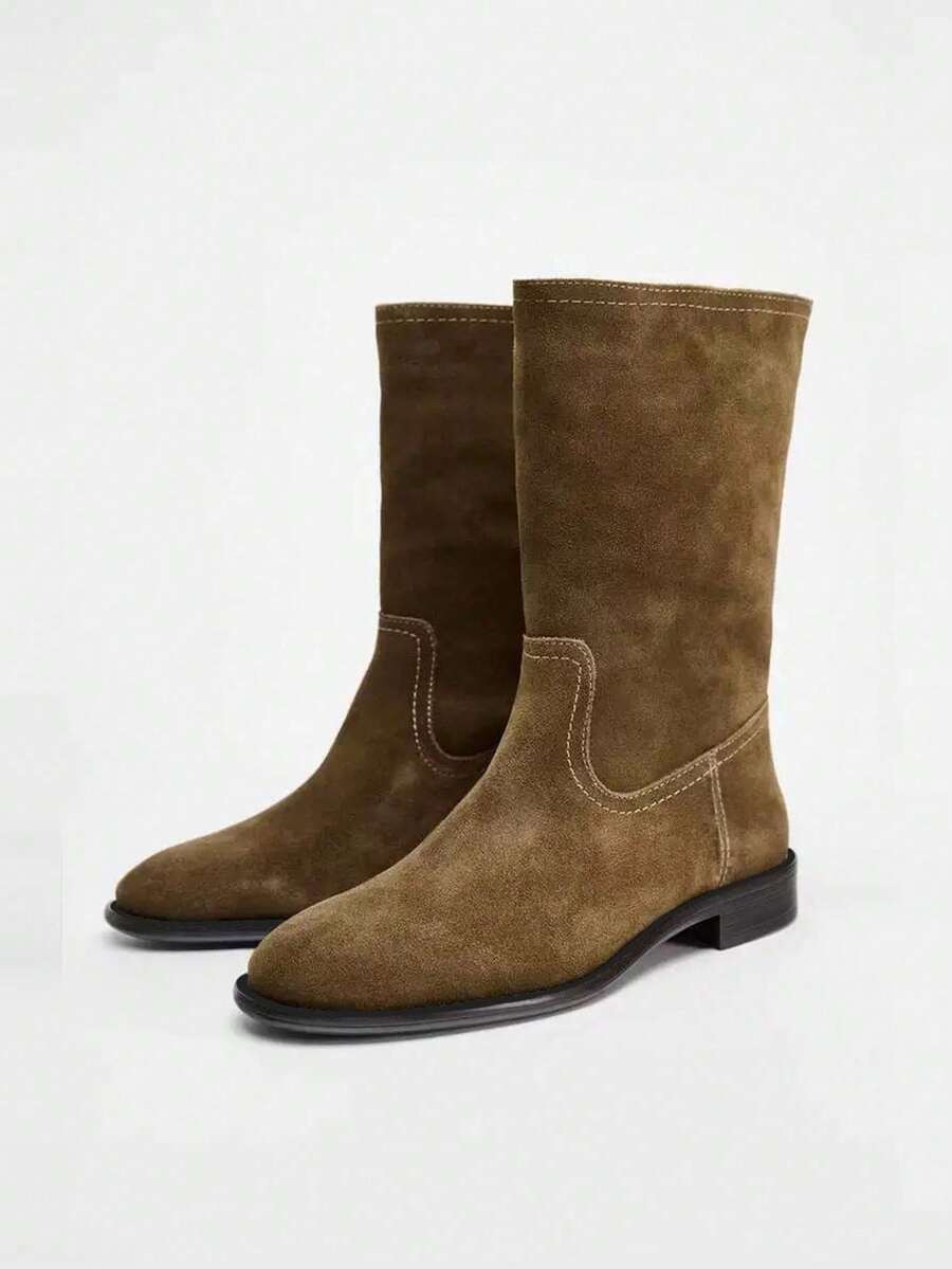 DREAM PAIRS Cowboylaarzen voor dames, waterdichte halfhoge laarzen, comfortabele en modieuze cowgirllaarzen, borduurwerk, gestikte westernlaarzen voor feest en aankleden, Zwart Pu, 37.5 EU