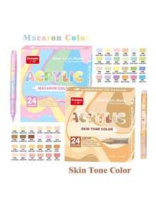 GuangNa 72 Color Skin Tone Macaron Color Scheme Direct-Liquid Acrylic Soft-Tip Marker Pens, Student Drawing/Painting/Doodling/Anime Character Skin Tone Colored Marker Pens, DIY Waterproof Art Markers For Clothes/Shoes/Glass/Stones - Multicolor - View 22