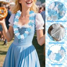 12 Packungen blaue weiße dekorative Oktoberfest Blumenketten, deutsche Bierfest Girlanden, wiederverwendbare falsche Blumenkränze für Themenpartys, Innen- und Außendekoration
