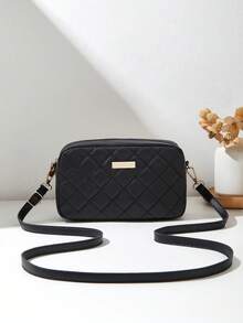 Fashion Casual Crossbody Bag For Girls, With Removable Woven Strap, Comfortable Texture, Wavy Pattern, Exquisite Decoration, Classic Design, Niche Style And Versatile - Black - View 4