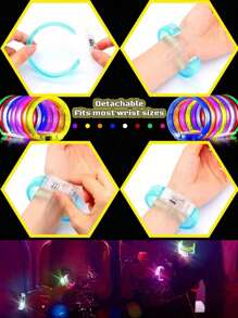 Paquete de 6/10/15 Brazaletes luminosos de burbuja multicolor LED, brazaletes con luces de colores parpadeantes que pueden durar talla grande de 12 horas. Brazalete de fiesta de acrílico con brillo, perfecto para bar, boda, fiesta, concierto, Navidad, regalo de cumpleaños