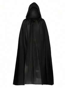 Neutral Hooded Cape Costume Party Cape 110cm, 140cm, 160cm, Female Crow Adult Masquerade Party Accessory Cape With Hood Neutral Hooded Cape Black Cape Long Robe Women And Men Role-Playing Costume Party (Black, Single-Layer Thin Style) - Multicolor - View 1
