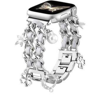 Metal Band Compatible With Apple Watch Bands For Women 38mm 40mm 41mm 42mm 44mm 45mm 46mm 49mm,Pretty Chain Strap With Apple Watch Accessories Charms For I-Watch Bands Series 10 9 8 7 6 5 4 3 2 1 SE