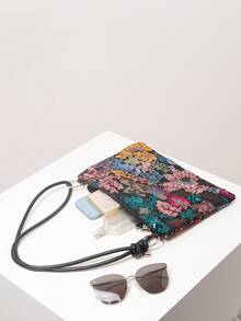 Elegant Colorful Sequin Shoulder Bag, Floral Bag, For Bridal Party, Prom Dresses For Women, Prom Accessories, Wedding Items, Stylish Bag For Women (Pattern May Vary) - Multicolor - View 6