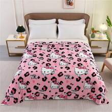 Sanrio 1 Piece, Sanrio A Cute Leopard Print Hello Kitty Design On Top. Sleeping On A Warm And Comfortable Cartoon Blanket, This Soft And Fluffy Flannel Top Will Make You Feel Comfortable. Suitable For Sofas, Beds, And Office Napping - Modern Knitted Design, Ultra Soft Home, Picnic, And Travel Blankets - Personalized Blankets For Comfortable All Seasons