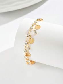 1 件随机珍珠和玻璃花饰脚链（女士） - 金色 - 查看 3