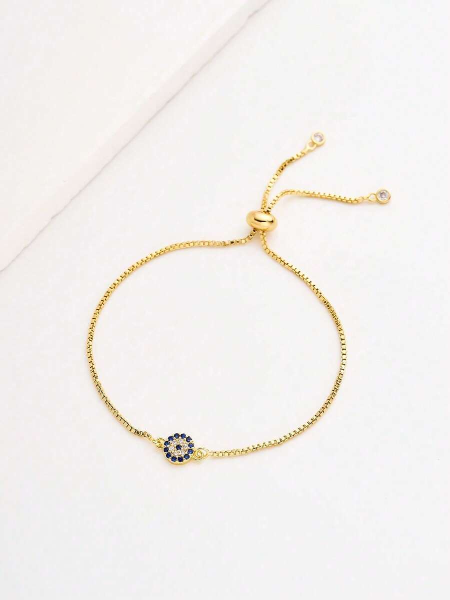 1 件时尚水钻恶魔眼可调节女士手链