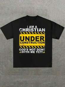 Camiseta inspiradora cristiana - Fe Soy un cristiano en construcción - Negro - Ver 1