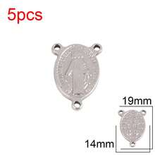 5 件不锈钢宗教吊坠圣母玛利亚饰品耶稣基督教护身符吊坠适用于 DIY 珠宝制作配件