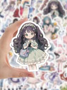 60pcs Lolita Stickers, Cartoon Cute Girl Stickers For Phone Case, Scrapbook, Planner Decoration - Multicolor - View 5