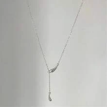 1pc Women Stainless Steel Water Drop Bead Lucky Charm Necklace