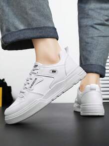 Men's Thick Sole Anti-Slip Skate Shoes, Round Toe Lace Up Low-Top Fashionable Color Blocking Casual Sneakers, Soft Bottom Comfortable Suitable For Work Up To Size 47
