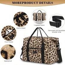 Duffle Bag For Travel Foldable Leopard Print Carry On Travel Bag Small Medium Weekender Overnight Bags For Women 40L Waterproof Sport Gym Bag For Men With Computer Compartment Leopard Print - 豹紋 - 查看 3