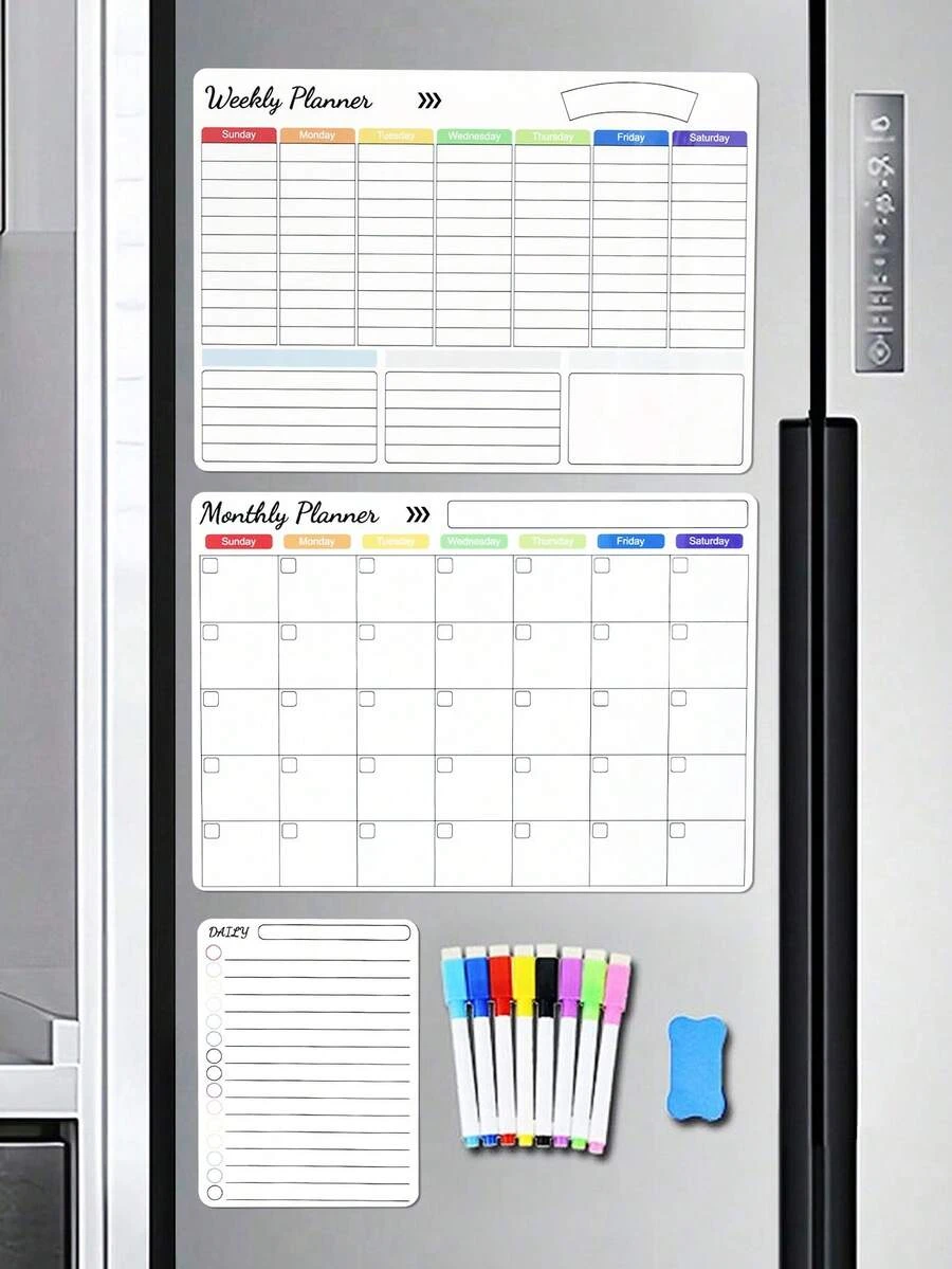 Christmas Set, Includes Fridge Magnets, Message Board, Monthly Planner, Weekly Planner, Daily Planner, Colorful Magnetic Pens, Eraser, Calendar And To-Do List. Best Home Decor New Year Gift. - Multicolor - View 1