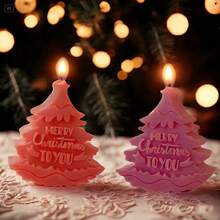 1 pieza Molde de vela de árbol de Navidad, Feliz Navidad, Manualidades DIY de yeso jabonoso y resina para decoraciones de fiesta de Navidad y regalos creativos
