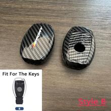 ABS Carbon Fiber Style Car Key Fob Cover For Mercedes Benz A B C E S Class W204 W205 W212 GLC CLA GLE GLK AMG Key Shell Case - Carbon Fiber Color - View 3