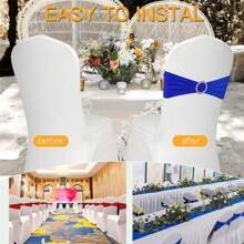 10/50/100pcs Elastic Chair Belts, Bow Elastic Chair Belts, Buckle Free Belts For Wedding Decoration, Banquet Decoration