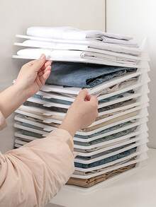 10/1 tấm ván gấp để đồ áo sơ mi, hộp đựng đồ phân chia ngăn áo sơ mi, hộp đựng đồ trong tủ quần áo, khay đựng quần áo có thể tháo rời và xếp chồng lên nhau, tấm ván gấp để quần áo, hộp đựng đồ trong tủ quần áo bằng nhựa chống nhăn, giá để đồ áo phông, thích hợp để sắp xếp tủ quần áo, lưu trữ tủ quần áo, hộp đựng đồ áo sơ mi - Nhiều màu - Xem 2