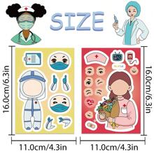 8 Sheets Funny Doctor Nurse Stickers Make Your Own Character Face Puzzle Toy Party Game Medical Decals For Laptops And Water Bottles Nurse Accessories For Work Back To School Student Rewards Supply