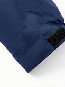 Men's Jacket, Spring & Autumn Men's Solid Color Patchwork Design Zipper Hooded Minimalist Jacket With Zipper Pockets, Outdoor Jacket - الأزرق - مشاهدة 9