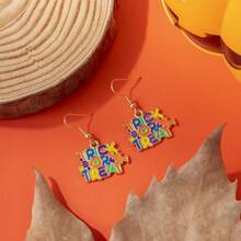 1 对/6 对金属幽灵、蜘蛛、字母、十字架、黑猫形吊坠耳环，女士万圣节派对、送给朋友的生日礼物