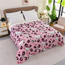 Sanrio 1 Piece, Sanrio A Cute Leopard Print Hello Kitty Design On Top. Sleeping On A Warm And Comfortable Cartoon Blanket, This Soft And Fluffy Flannel Top Will Make You Feel Comfortable. Suitable For Sofas, Beds, And Office Napping - Modern Knitted Design, Ultra Soft Home, Picnic, And Travel Blankets - Personalized Blankets For Comfortable All Seasons
