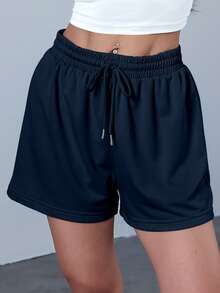 Set de 3 pantalones cortos deportivos de cintura elástica de unicolor - Rosa - Ver 6