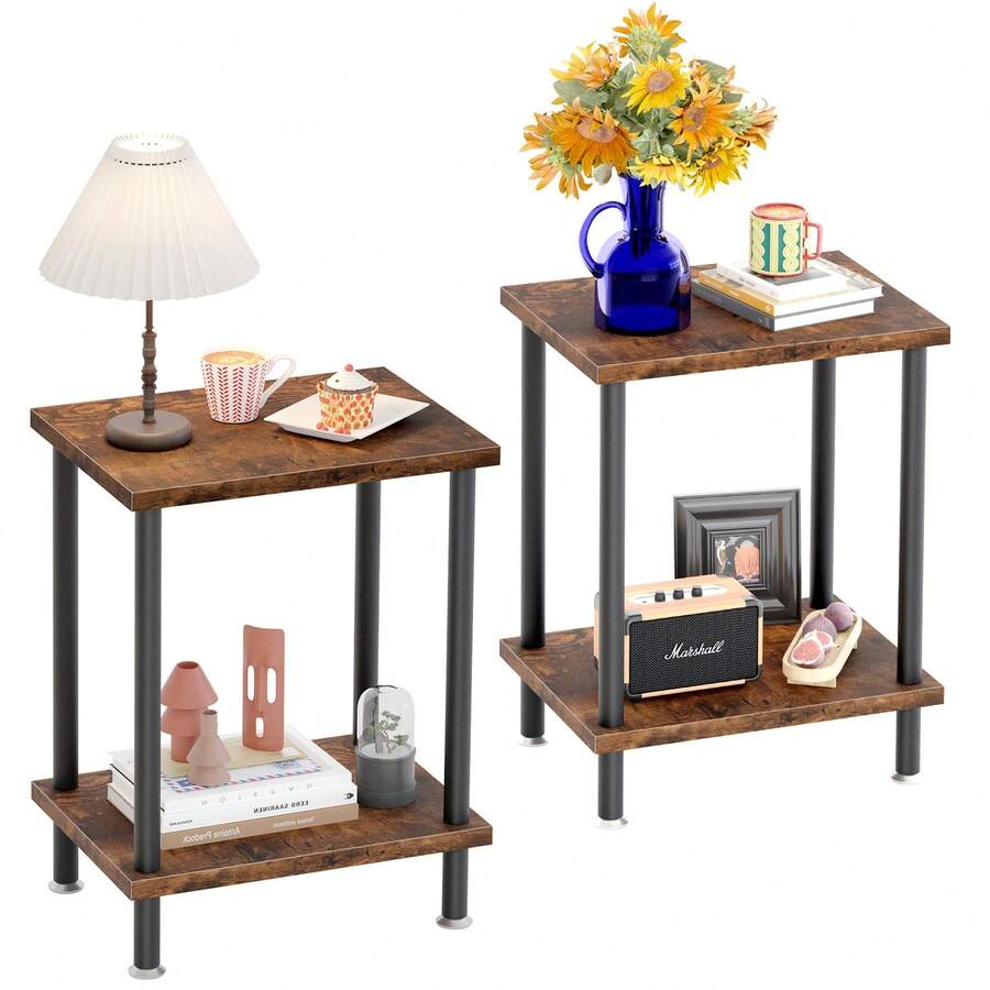 Mesas Para Jardín Mesa De Centro Mesa Auxiliar Apilable Mesa De Noche Buró Para Recámara Mesa Auxiliar Apilable - Granate - Ver 1