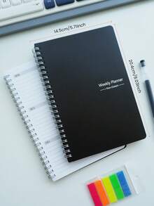 week plan 1pc 52-Week Undated Weekly Planner,+Color-Coded Tab Stickers,A5 Daily Planner Notebook With Weekly Task List,Habit Tracker,Meal Planner & Daily Breakdown,Designed To Balance School, Work & Wellness,Back To School Supplies - Multicolor - View 4