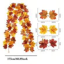 秋季枫叶花环 - 人造悬挂藤蔓，适合感恩节、万圣节和圣诞节装饰 | 非常适合家居、婚礼、壁炉派对、假植物 - 彩色 - 查看 11